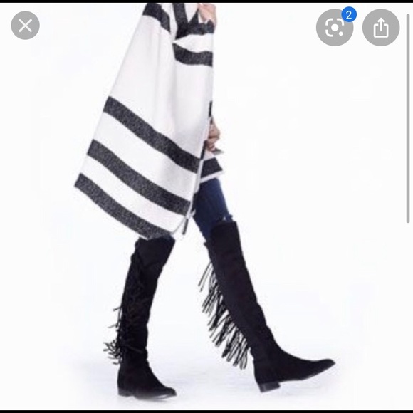 Stuart Weitzman Mane Fringe Over Knee Suede Boots - Picture 2 of 8